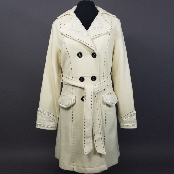 Mix & Chix Jackets & Blazers - White Soft Embroidered Trench Coat